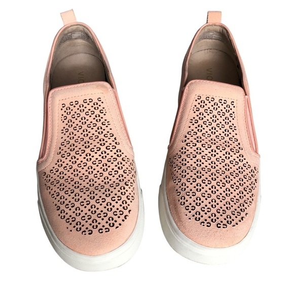 Vionic Sneaker Kimmie Perforated Suede Slip On Peach Pink Size 9 - Picture 3 of 12